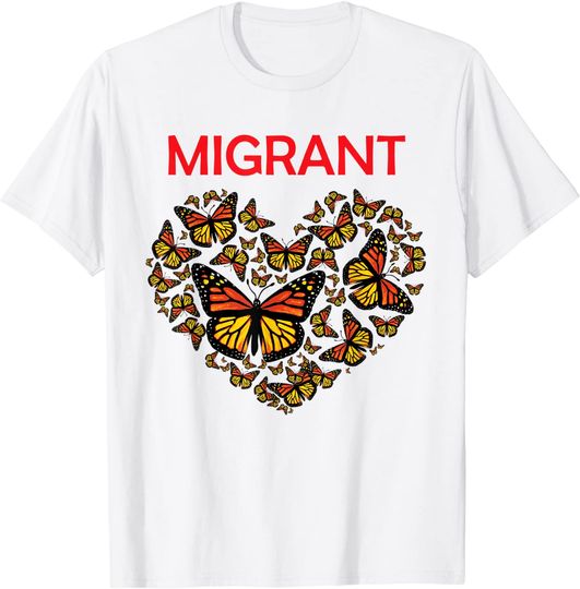 Migrant Monarch Butterfly Love Heart Butterflies T Shirt