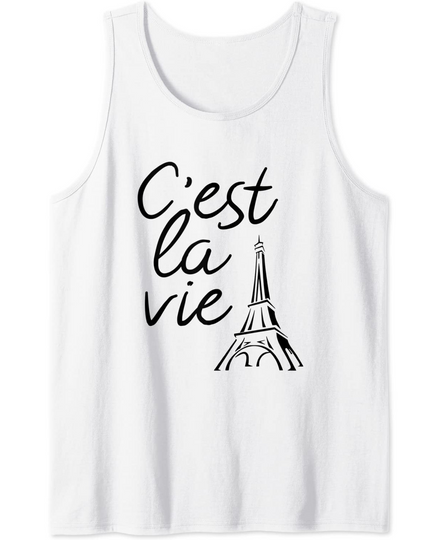 C'est La Vie French Phrase & Eiffel Tower Tank Top