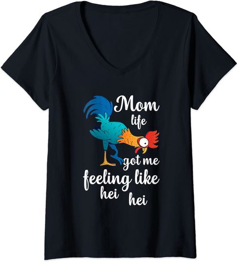 Mom Life Got Me Feeling Like Hei Hei Rooster V-Neck T-Shirt