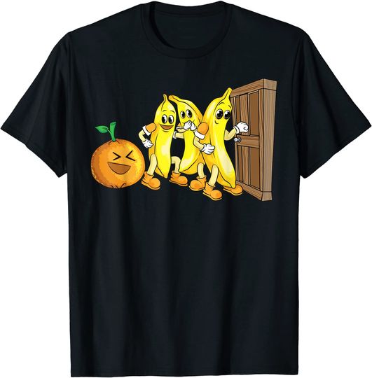 Knock 3 Bananas And Orange Cool Fruit T Shirt