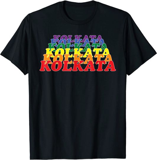 Kolkata City Gay Pride Rainbow Word T-Shirt