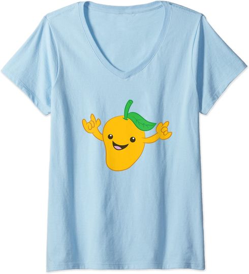 Mango Fruit Dancing Love Mangos V Neck T Shirt
