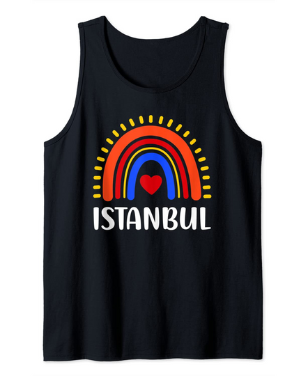 Istanbul Turkey Rainbow Heart Tank Top
