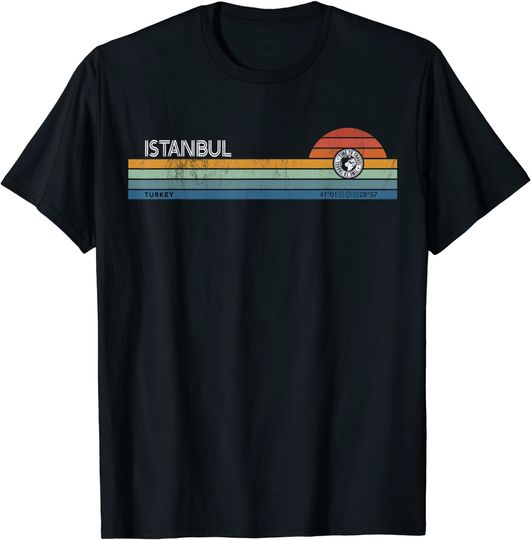 Istanbul Turkey Retro Sunset Rainbow T-Shirt