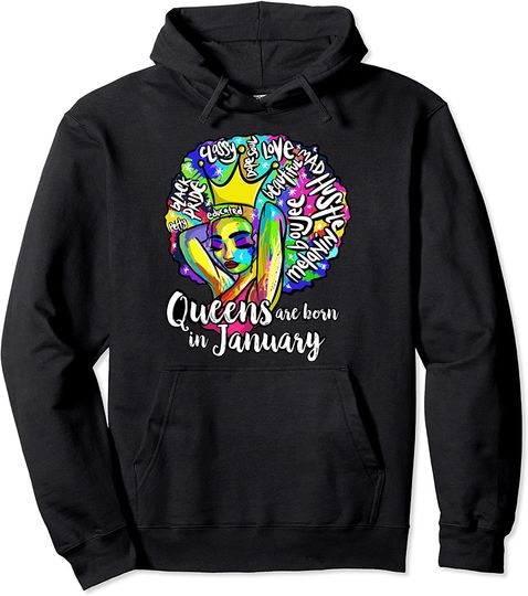 Queens Born January Black Girl Capricorn Aquarius Gift Tee Pullover Hoodie