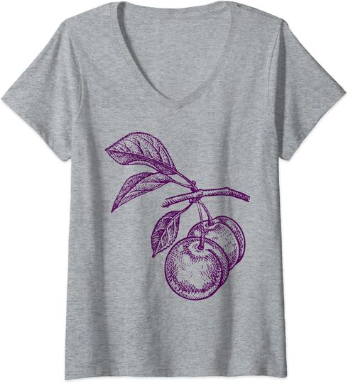 Plum Purple Fruit Art Graphic T Shirt