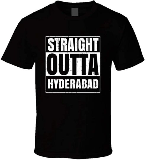 Straight Outta Hyderabad India Parody Grunge T Shirt