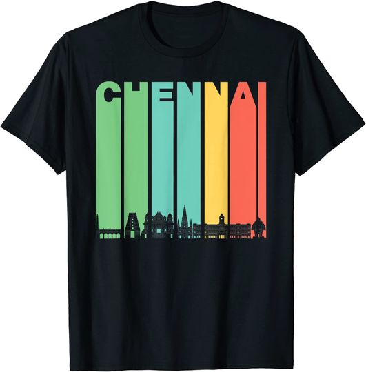 Vintage Chennai India Skyline Cityscape T Shirt
