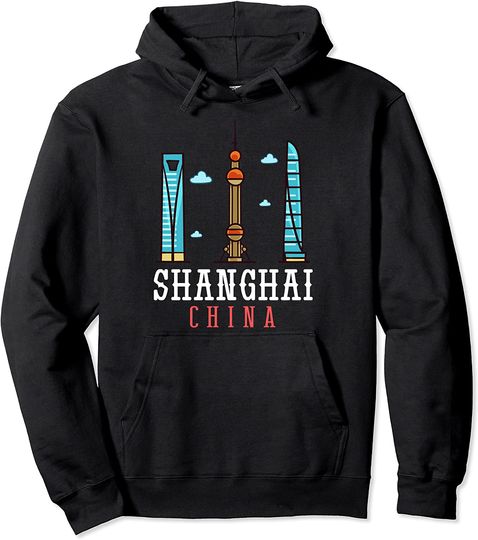 Shanghai China City Skyline Map Pullover Hoodie