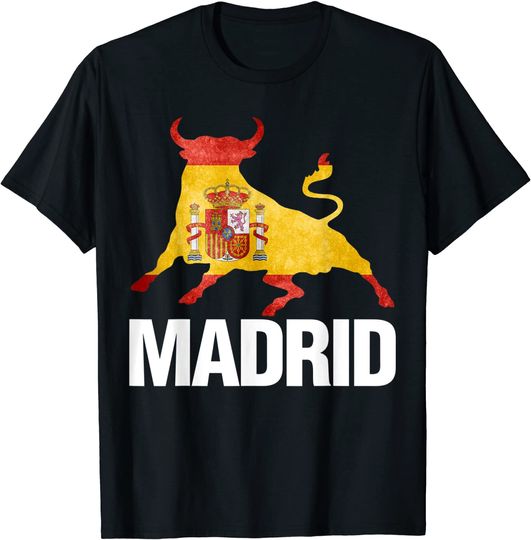 Madrid Spain Flag Bull Fight T-Shirt