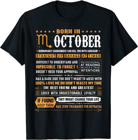 Born In October Scorpio T-Shirt