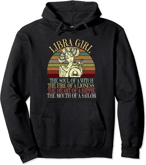 Libra Girl Zodiac Born October Pullover Hoodie