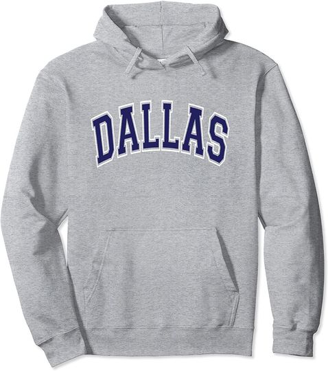 Dallas Texas TX Varsity Style Navy Blue Text Pullover Hoodie
