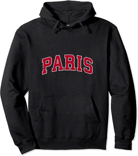 Paris Vintage Sports Design Red Pullover Hoodie