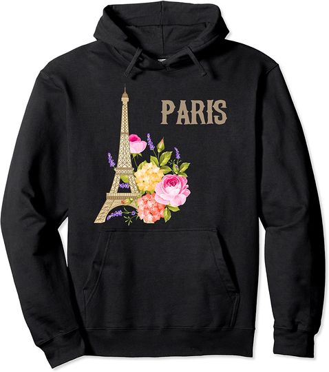 Paris Flowers Pullover Hoodie