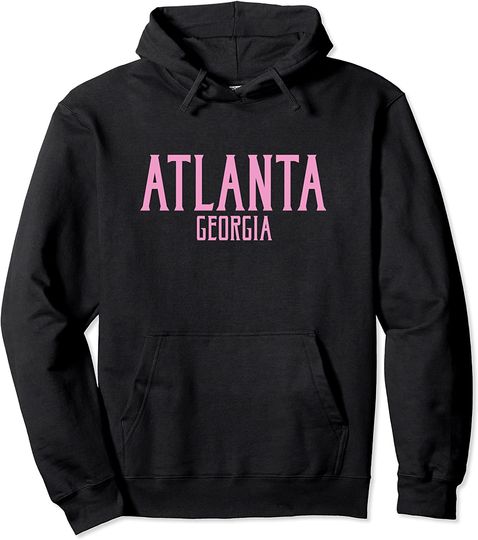 Atlanta Georgia GA Vintage Text Pink Print Pullover Hoodie