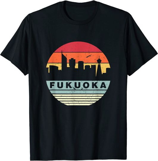 Vintage Fukuoka Skyline Silhouette T-Shirt