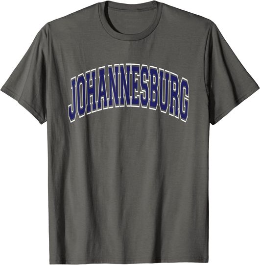 Johannesburg South Africa Varsity Style Navy Blue Text T-Shirt