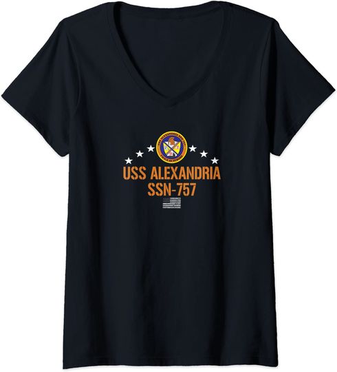 USS Alexandria SSN-757 V-Neck T-Shirt