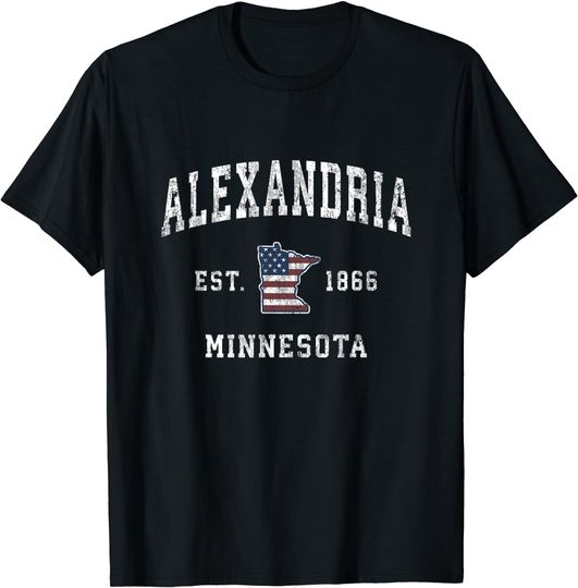 Alexandria Minnesota MN Vintage American Flag Sports Design T-Shirt