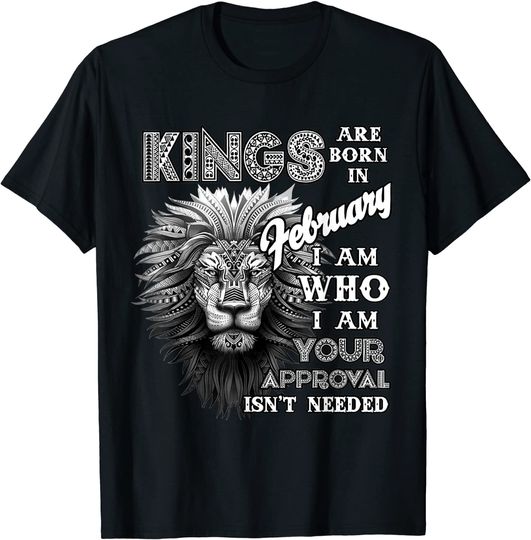 This Lion Was Born In February Happy Birthday T-Shirt