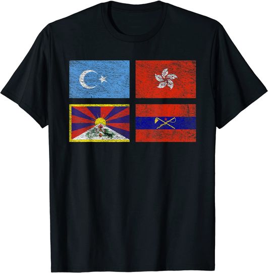 Free Tibet Uyghurs Hong Kong Inner Mongolia China Flag T Shirt