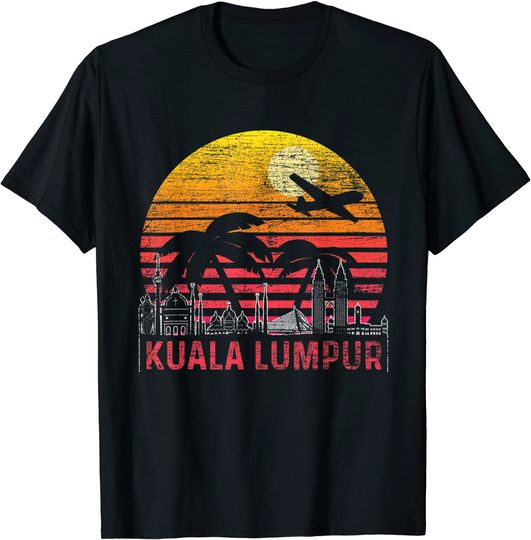 Retro Sunset Travel Kuala Lumpur Vacation Asia Malaysia T Shirt