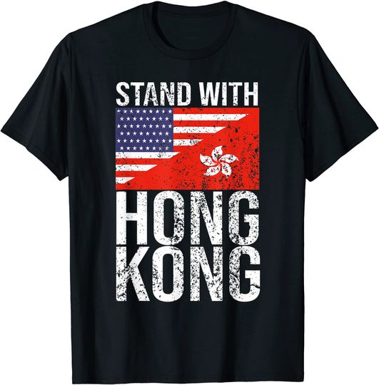 Stand With Hong Kong American Flag Democracy Resist T Shirt