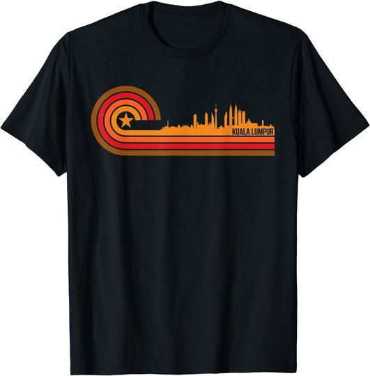 Retro Style Kuala Lumpur Malaysia Skyline T Shirt