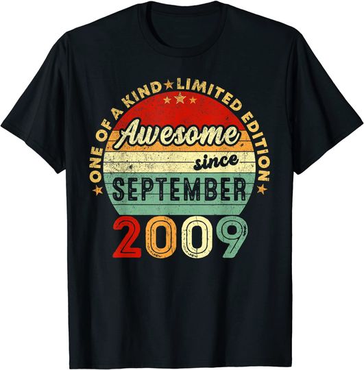12 Years Old Awesome Since September 2009 Birthday T-Shirt