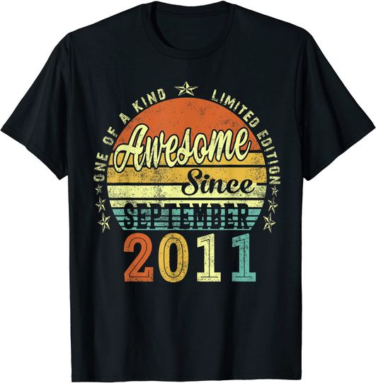Awesome Since September 2011 10th Birthday 10 Years Old Boy T-Shirt