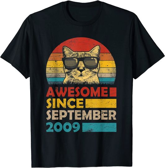 Awesome Since September 2009 10th Birthday Gift Cat T-Shirt