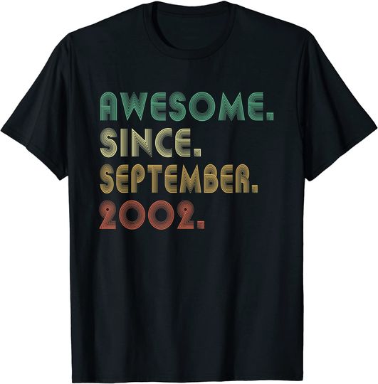 Awesome Since September 2002 19th Birthday 19 Years Old Boy T-Shirt