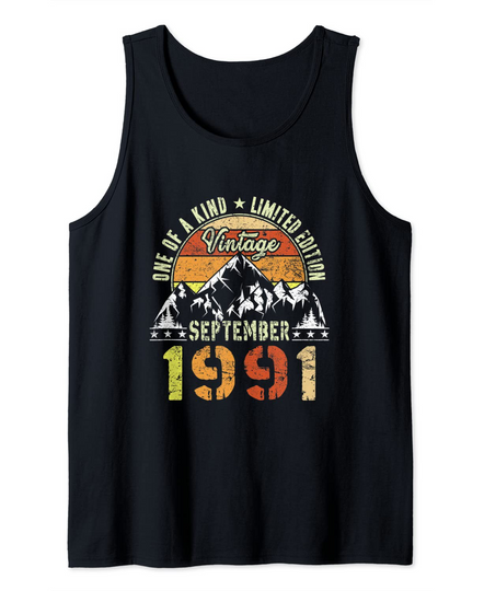 30th Vintage Birthday For Men and Women September 1991 Tank Top