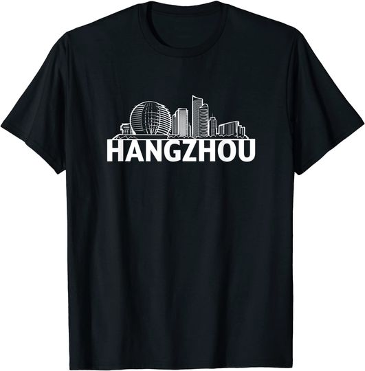 Hangzhou China Asia City Skyline Silhouette T Shirt