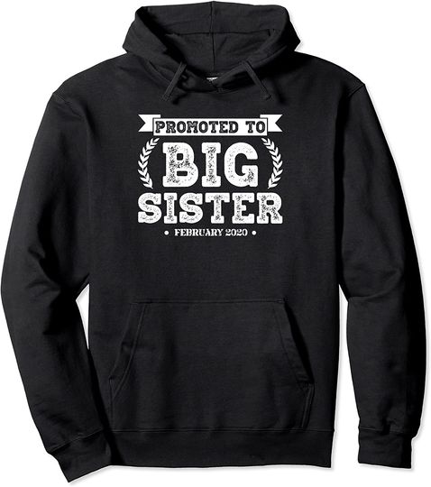 Promoted To Big Sister February 2020 New Elder Sibling Humor Pullover Hoodie