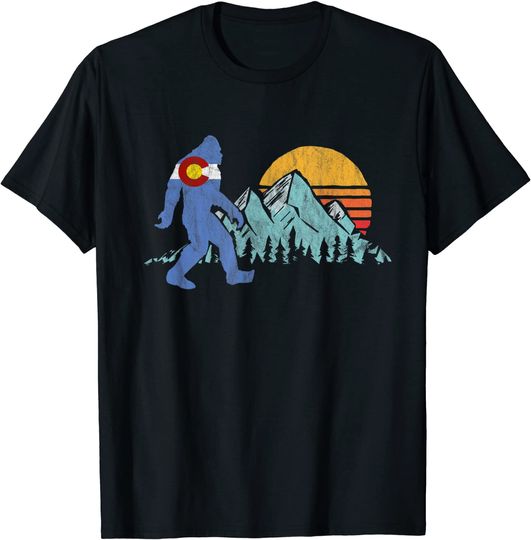 Bigfoot Sun & Mountain State Flag Of Colorado T Shirt