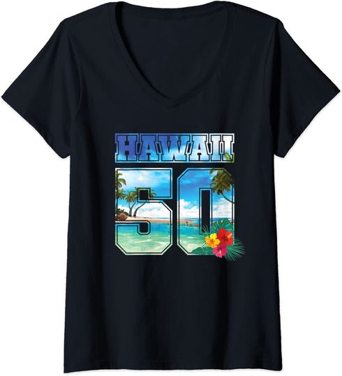 Hawaii 50th State Hawaii Hibiscus T Shirt