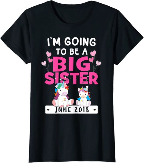 I'm Going to be a Big Sister June Girls Unicorn Shirt