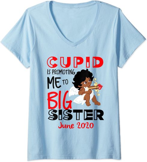 Cupid Promoting Me To Big Sister June Pregnancy Announcement V-Neck T-Shirt