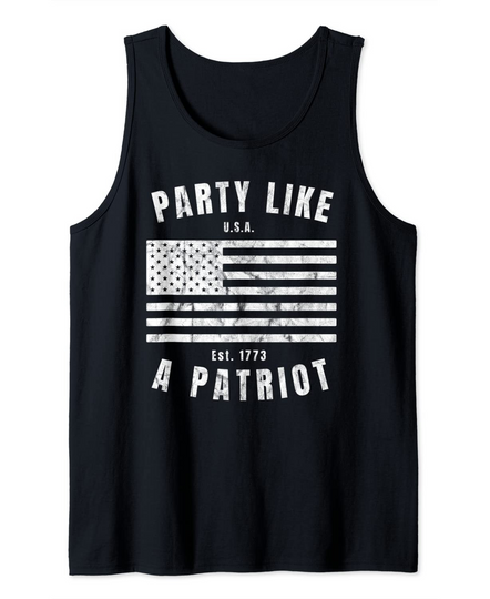 Happy Party Like A Patriot American Flag Tank Top