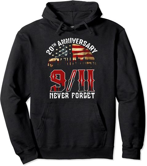 Retro US Flag Never Forget 911 20th Anniversary Memorial Day  Hoodie