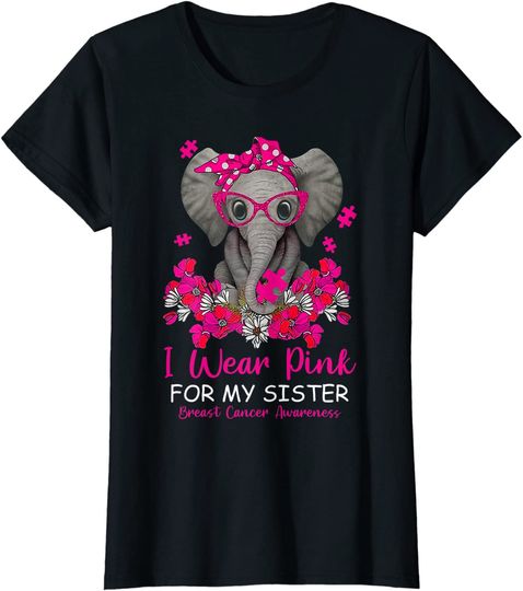I Wear Pink For My Sister Elephant Breast Cancer Awareness Hoodie