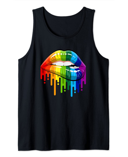LGBT Rainbow Lip Gay Pride Sexy Lesbian Pride Tank Top