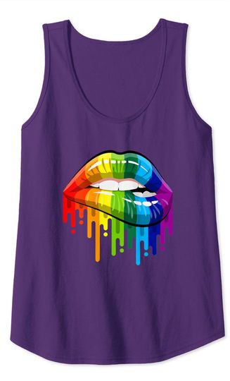 LGBT Rainbow Lip Gay Pride Sexy Lesbian Pride Tank Top