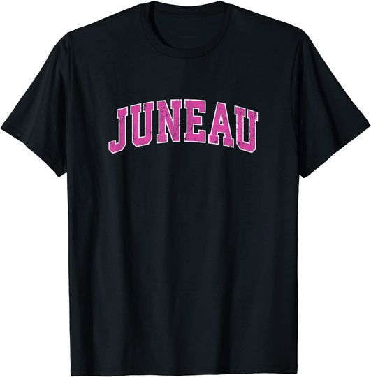 Juneau Alaska AK Vintage Sports Design Pink Design T-Shirt