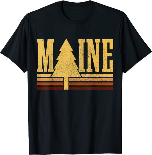 Maine Vintage Tree State Pride Camping Hiking Maine T Shirt