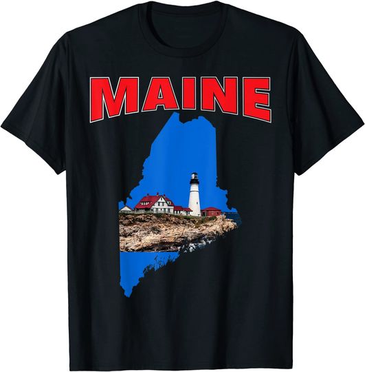Maine ME State Lighthouse Portland Headlight T Shirt