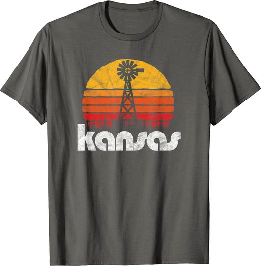 Vintage Kansas Distressed 80's Sun & Windmill T Shirt