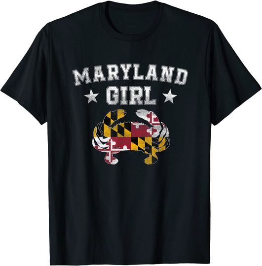 Maryland Girl Flag Blue Crab T Shirt